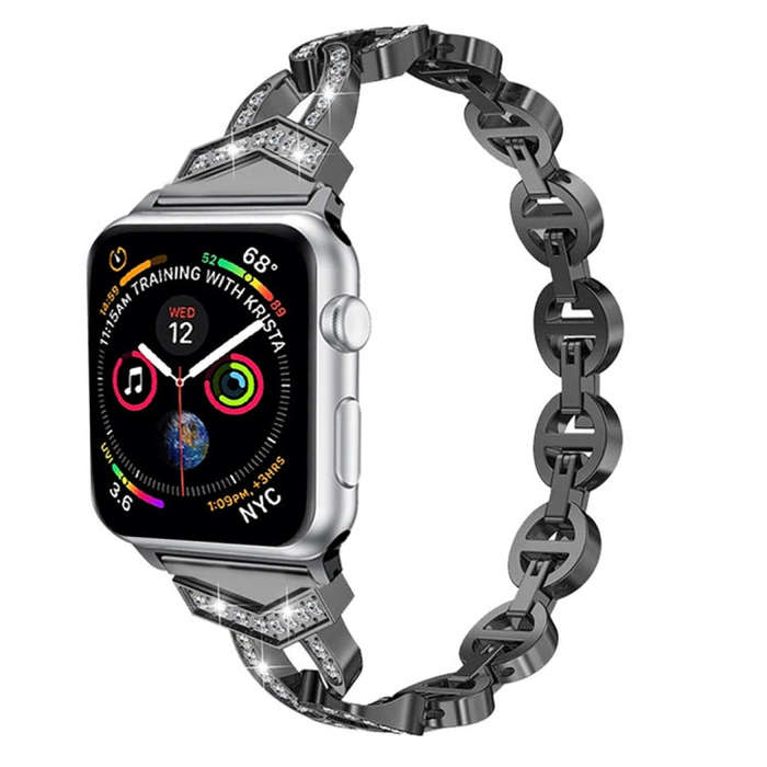 8-shaped VO Diamond-studded Solid Stainless Steel Wrist Strap Watch Band for Apple Watch Series 3...