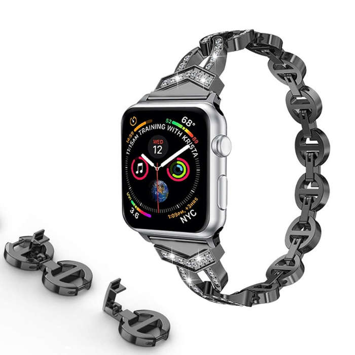 8-shaped VO Diamond-studded Solid Stainless Steel Wrist Strap Watch Band for Apple Watch Series 3...