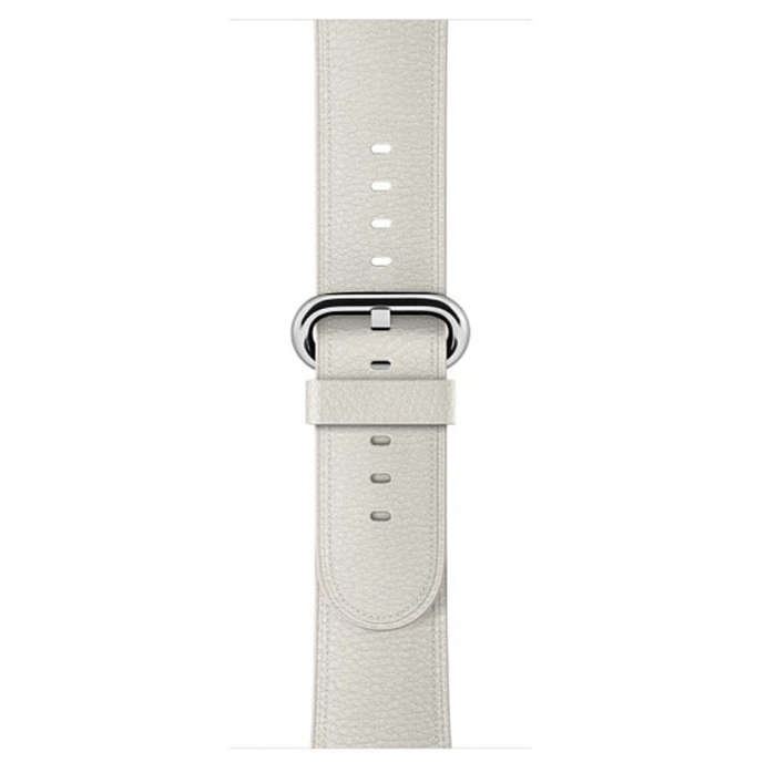 Classic Button Leather Wrist Strap Watch Band for Apple Watch Series 3 & 2 & 1 38mm(White)