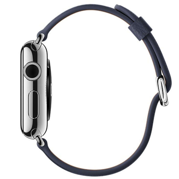 Classic Button Leather Wrist Strap Watch Band for Apple Watch Series 3 & 2 & 1 38mm(Midnight Blue)