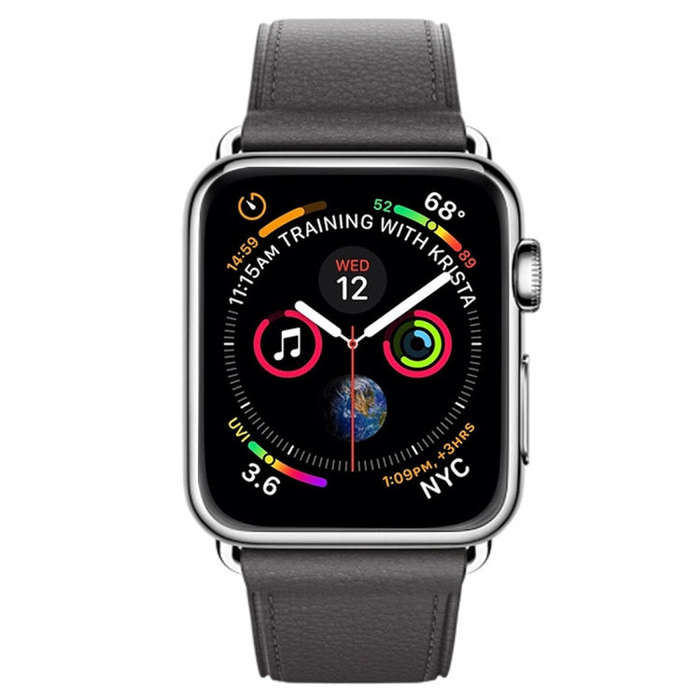 Classic Button Leather Wrist Strap Watch Band for Apple Watch Series 3 & 2 & 1 42mm(Gray)