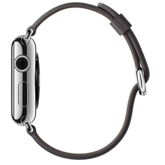 Classic Button Leather Wrist Strap Watch Band for Apple Watch Series 3 & 2 & 1 42mm(Gray)