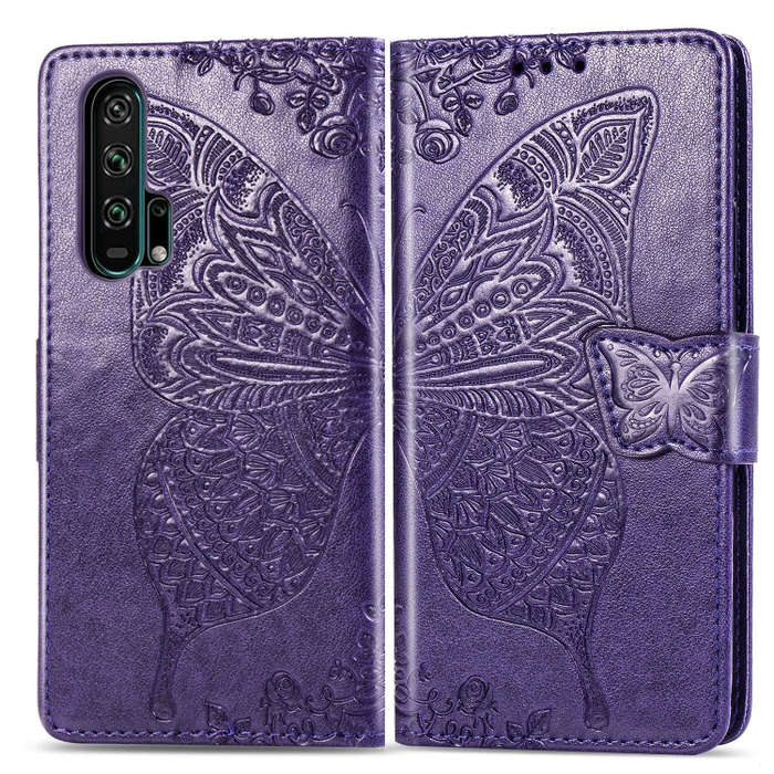 Butterfly Love Flowers Embossing Horizontal Flip Leather Case For Huawei Honor 20 Pro with Holder...