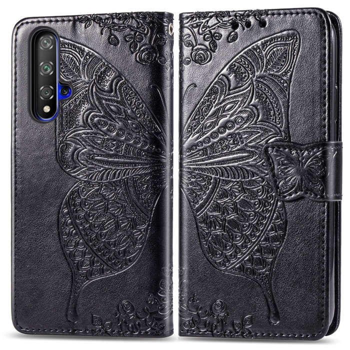 Butterfly Love Flowers Embossing Horizontal Flip Leather Case For Huawei Honor 20 with Holder & C...