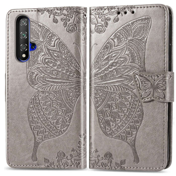 Butterfly Love Flowers Embossing Horizontal Flip Leather Case For Huawei Honor 20 with Holder & C...