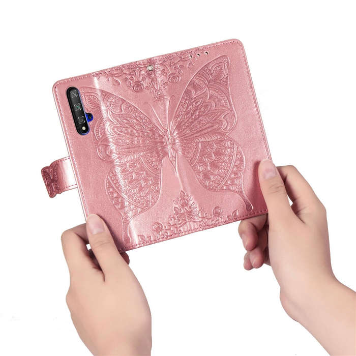 Butterfly Love Flowers Embossing Horizontal Flip Leather Case For Huawei Honor 20 with Holder & C...