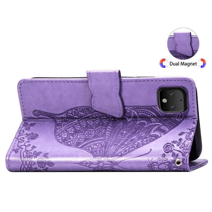 Butterfly Love Flowers Embossing Horizontal Flip Leather Case For Google Pixel 4 XL with Holder &...