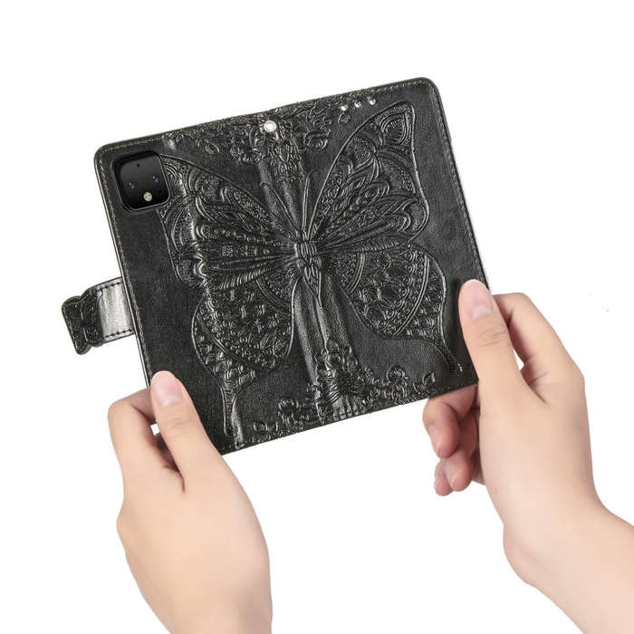 Butterfly Love Flowers Embossing Horizontal Flip Leather Case For Google Pixel 4 with Holder & Ca...