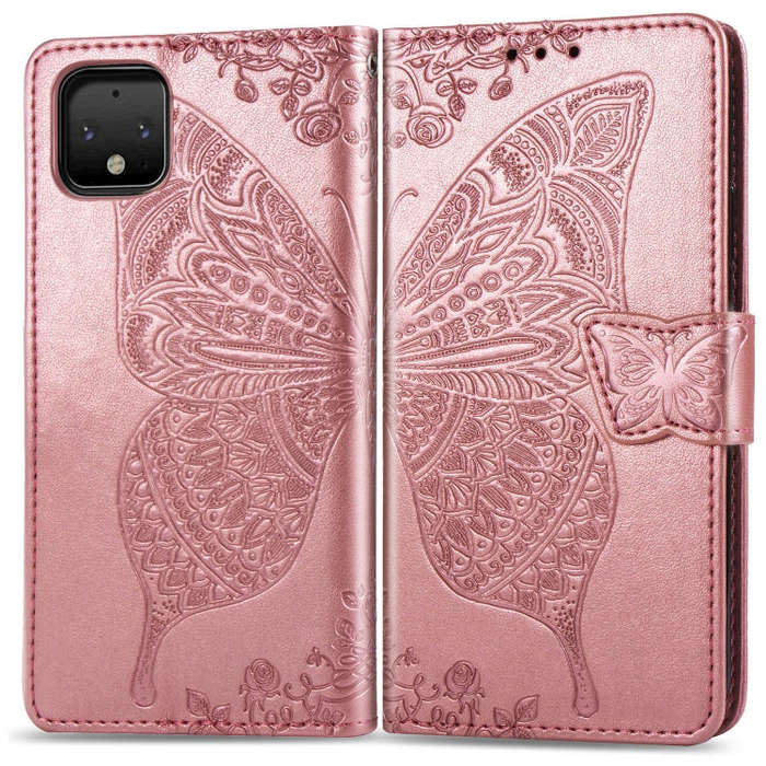 Butterfly Love Flowers Embossing Horizontal Flip Leather Case For Google Pixel 4 with Holder & Ca...
