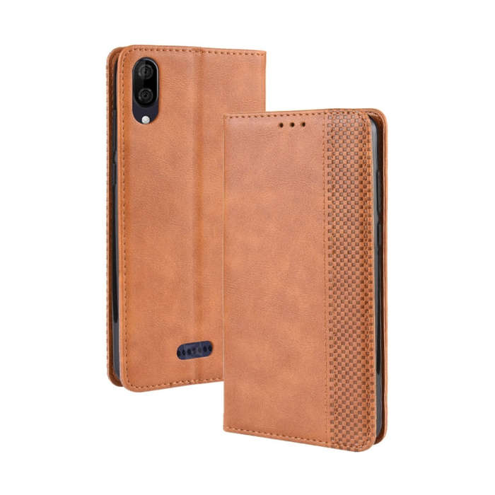 Magnetic Buckle Retro Crazy Horse Texture Horizontal Flip Leather Case for Wiko Y80, with Holder ...
