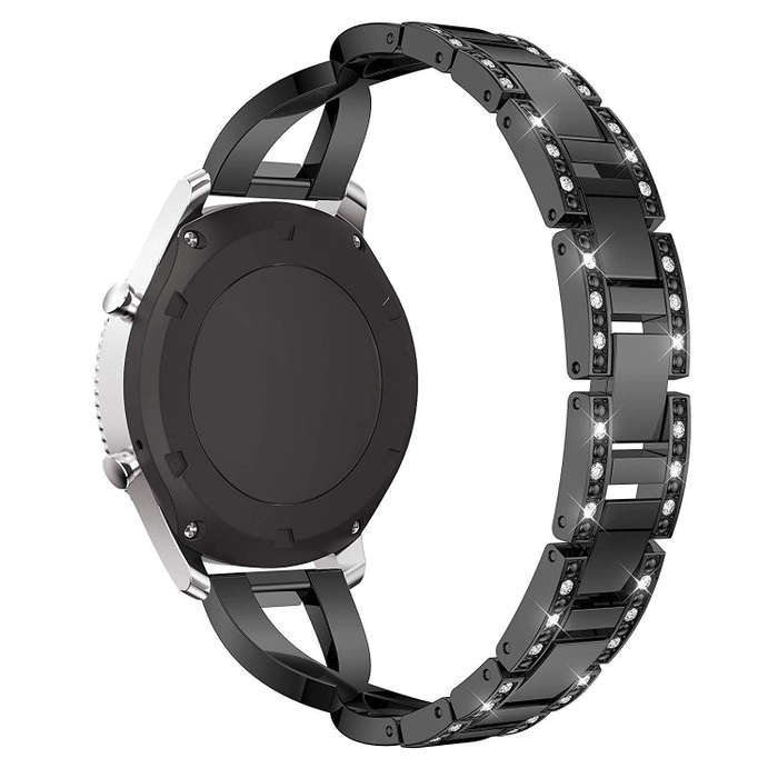 For Samsung GearS3 / Ticwatch Pro / HUAWEI GT Universal 22mm Metal Diamond Strap(black)