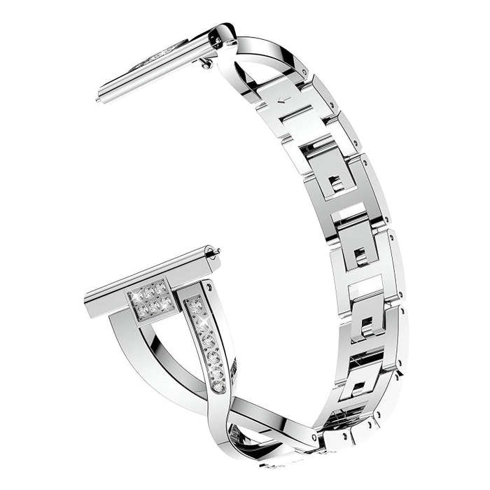 For Samsung GearS3 / Ticwatch Pro / HUAWEI GT Universal 22mm Metal Diamond Strap(Silver)