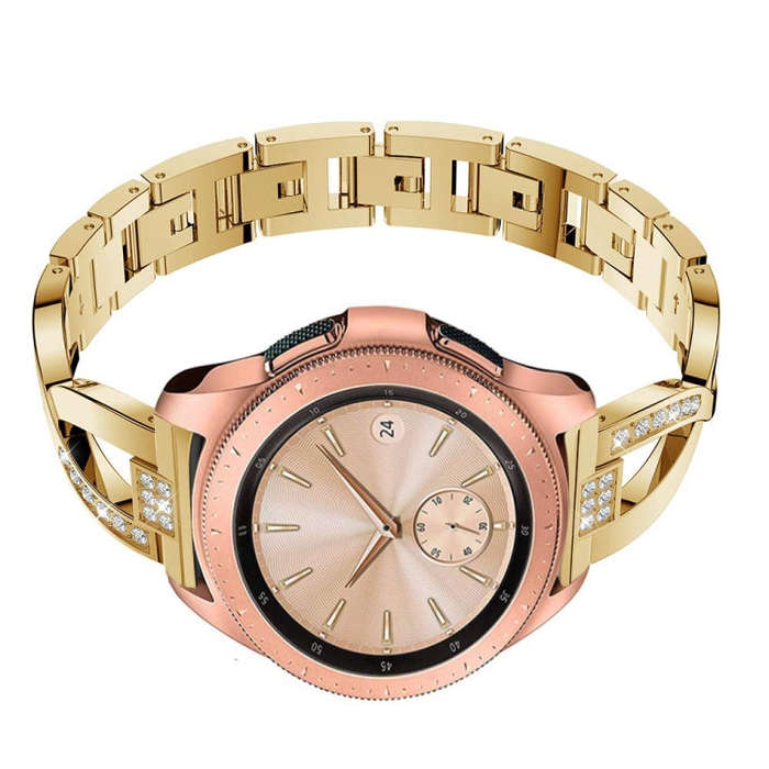 For Samsung GearS3 / Ticwatch Pro / HUAWEI GT Universal 22mm Metal Diamond Strap(gold)