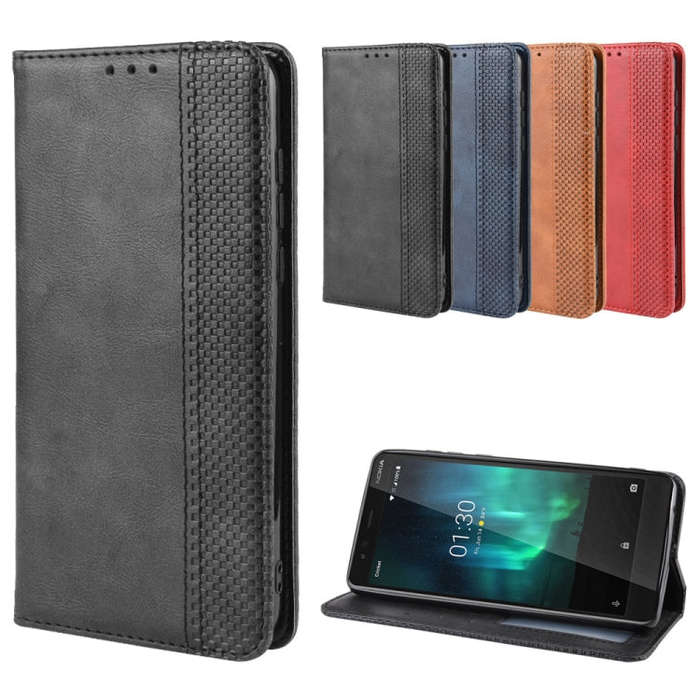 Magnetic Buckle Retro Crazy Horse Texture Horizontal Flip Leather Case for Nokia 3.1 C , with Hol...