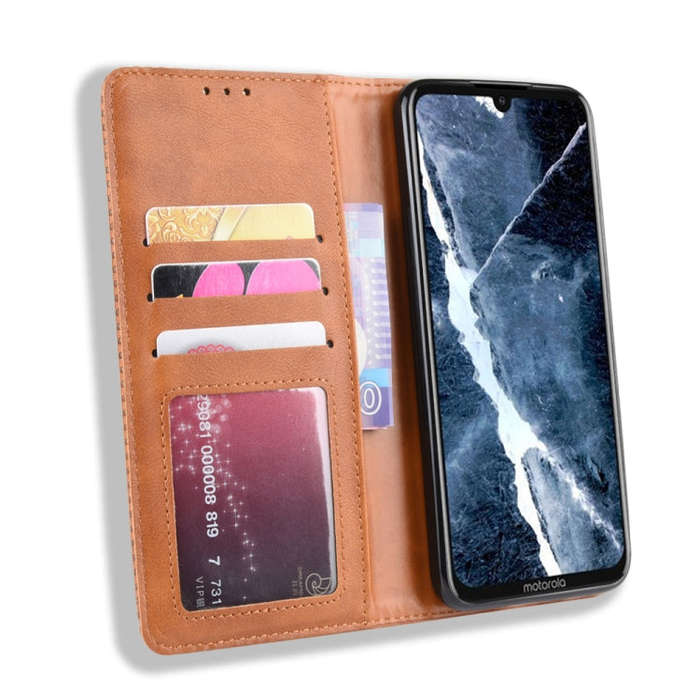 Magnetic Buckle Retro Crazy Horse Texture Horizontal Flip Leather Case for Motorola Moto One Pro ...