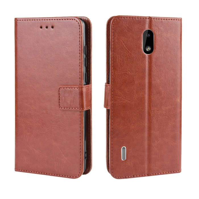 Retro Crazy Horse Texture Horizontal Flip Leather Case for Motorola Moto One Pro , with Holder & ...