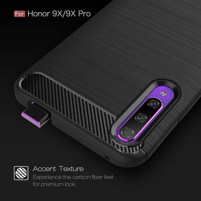 Brushed Texture Carbon Fiber TPU Case for Huawei Honor 9X / 9X Pro(Black)
