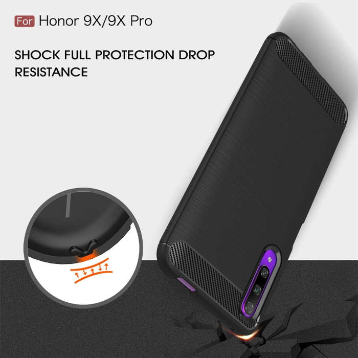 Brushed Texture Carbon Fiber TPU Case for Huawei Honor 9X / 9X Pro(Black)