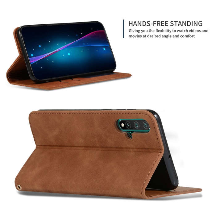 Retro Skin Feel Business Magnetic Horizontal Flip Leather Case for Huawei Nova 5 / Nova 5 Pro(Brown)