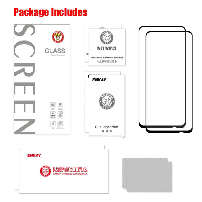 2 PCS ENKAY Hat-prince Full Glue 0.26mm 9H 2.5D Tempered Glass Full Coverage Film for Honor 9X / ...