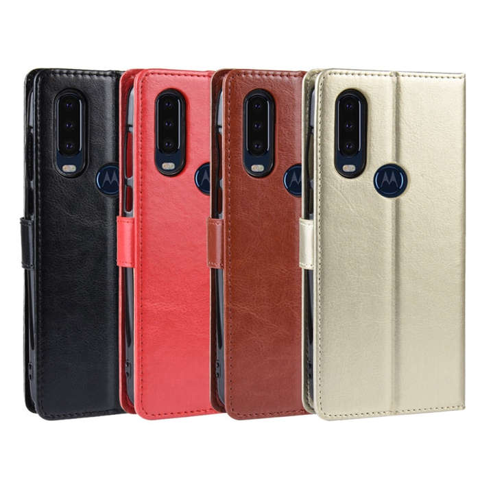 Retro Crazy Horse Texture Horizontal Flip Leather Case for Motorola One Action , with Holder & Ca...