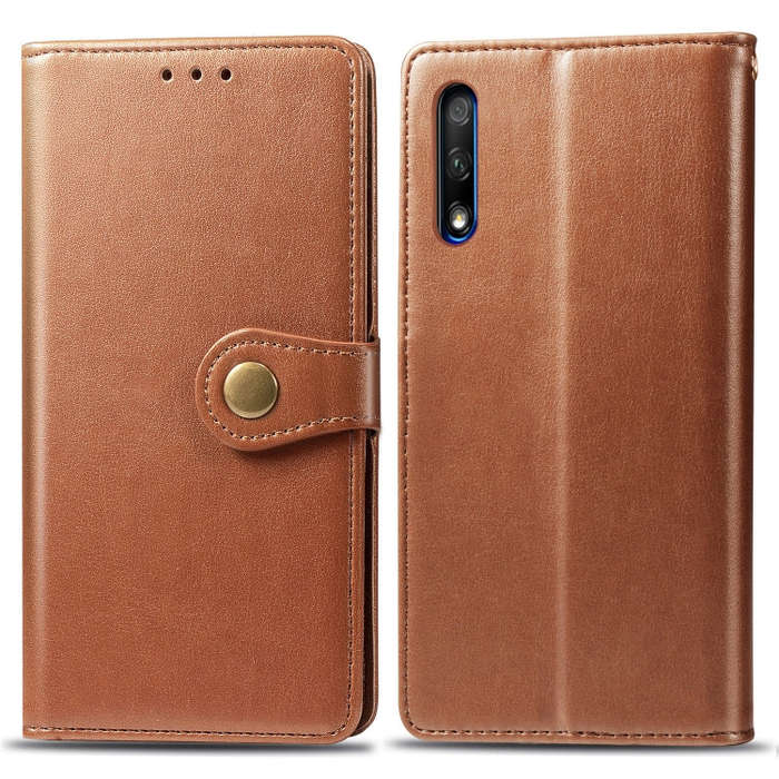 Retro Solid Color Leather Buckle Mobile Phone Protection Leather Case with Lanyard & Photo Frame ...