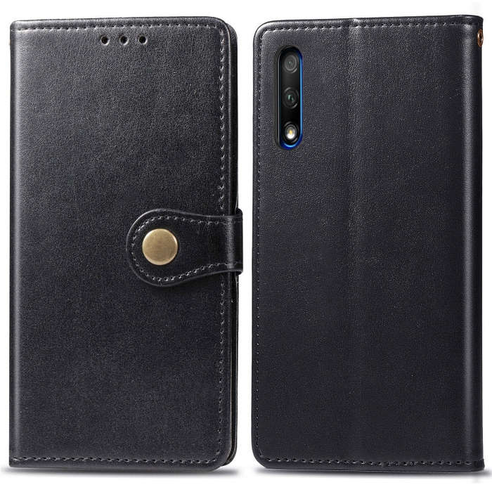 Retro Solid Color Leather Buckle Mobile Phone Protection Leather Case with Lanyard & Photo Frame ...