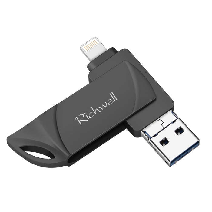 Richwell  DXZ64 USB Flash  Disk 64G 3 in 1  Micro USB + 8 Pin + USB 3.0 Compatible IPhone & IOS(B...