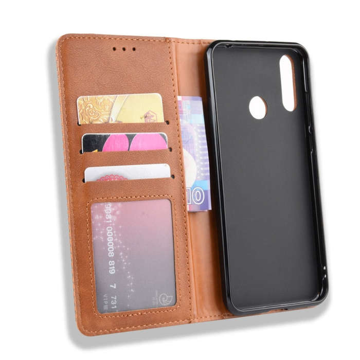 Magnetic Buckle Retro Crazy Horse Texture Horizontal Flip Leather Case for LG W30,with Holder & C...