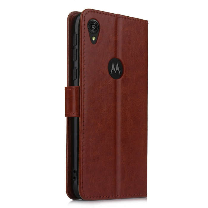 Retro Crazy Horse Texture Horizontal Flip Leather Case for Motorola Moto E6 , with Holder & Card ...