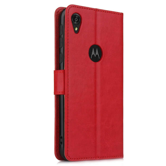 Retro Crazy Horse Texture Horizontal Flip Leather Case for Motorola Moto E6 , with Holder & Card ...