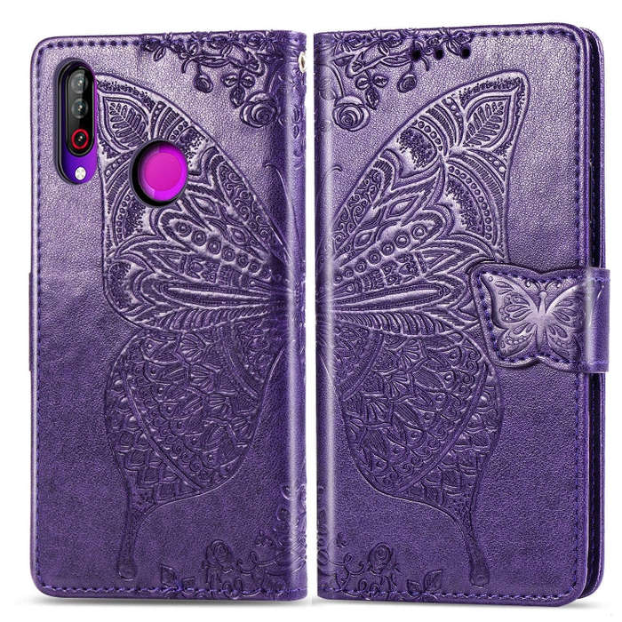 Butterfly Love Flowers Embossing Horizontal Flip Leather Case For LG W30  with Holder & Card Slot...