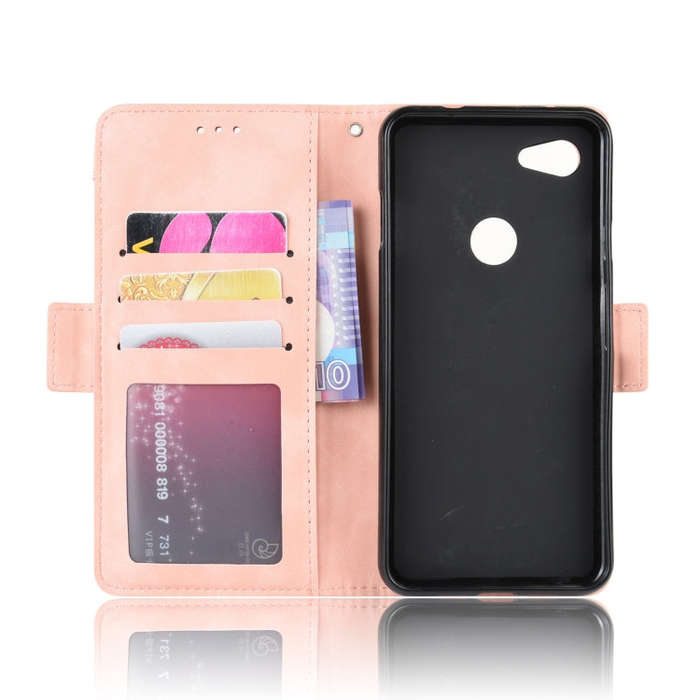 Wallet Style Skin Feel Calf Pattern Leather Case For Google Pixel 3a ,with Separate Card Slot(Pink)