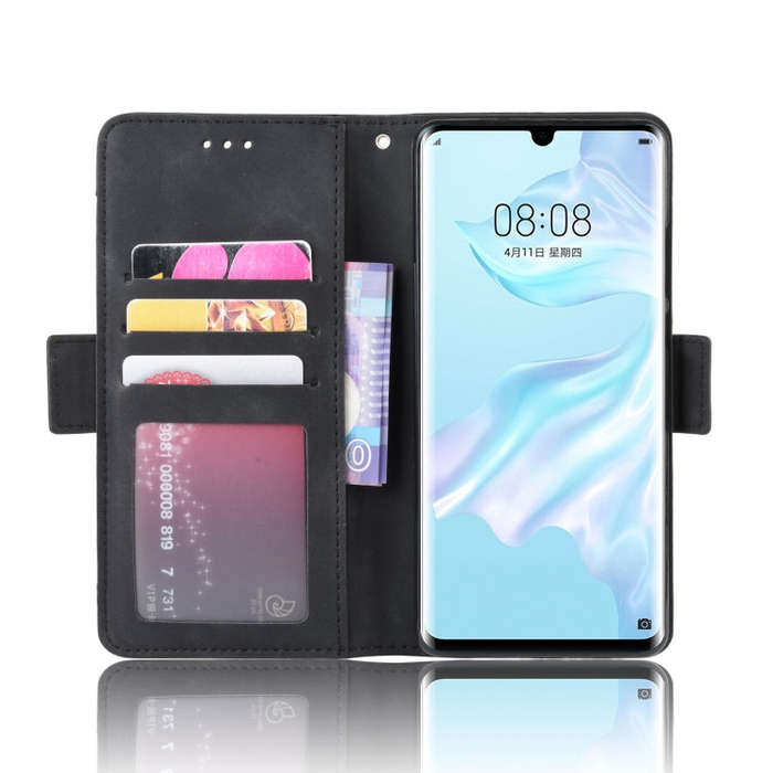 Wallet Style Skin Feel Calf Pattern Leather Case For Huawei P30 Pro,with Separate Card Slot(Black)