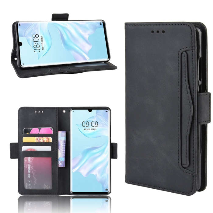 Wallet Style Skin Feel Calf Pattern Leather Case For Huawei P30 Pro,with Separate Card Slot(Black)