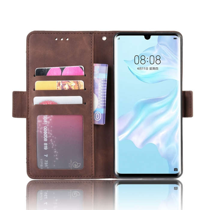 Wallet Style Skin Feel Calf Pattern Leather Case For Huawei P30 Pro,with Separate Card Slot(Brown)