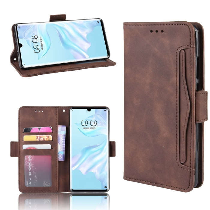 Wallet Style Skin Feel Calf Pattern Leather Case For Huawei P30 Pro,with Separate Card Slot(Brown)