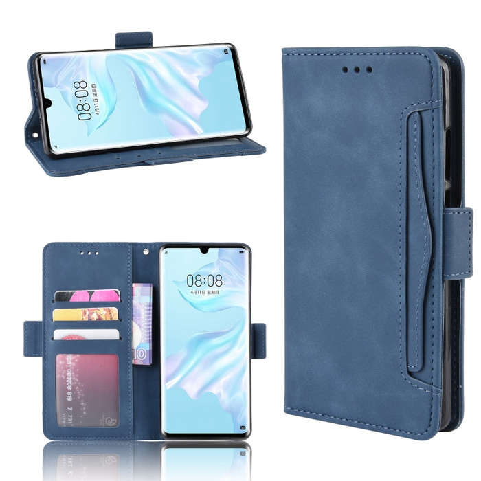 Wallet Style Skin Feel Calf Pattern Leather Case For Huawei P30 Pro,with Separate Card Slot(Blue)