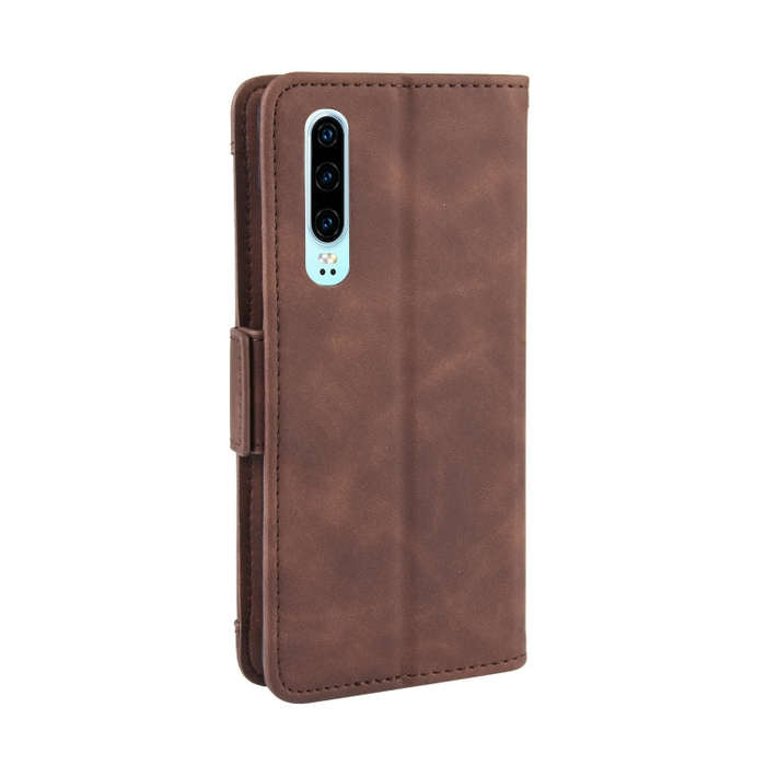 Wallet Style Skin Feel Calf Pattern Leather Case For Huawei P30,with Separate Card Slot(Brown)
