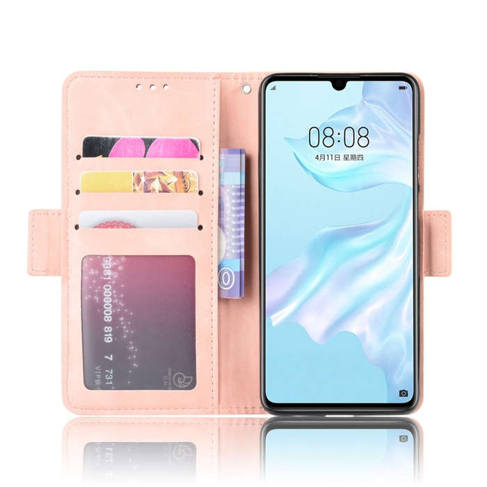 Wallet Style Skin Feel Calf Pattern Leather Case For Huawei P30,with Separate Card Slot(Pink)