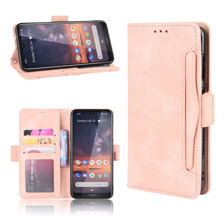 Wallet Style Skin Feel Calf Pattern Leather Case For Nokia 3.2,with Separate Card Slot(Pink)