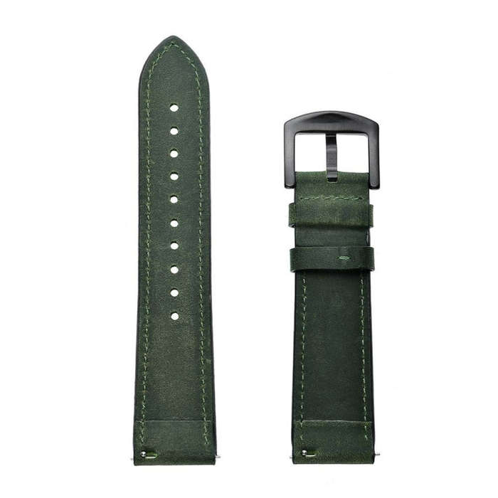 For Samsung Galaxy Watch Active 20mm Leather Eyelet Sport Watch Band(Army Green)