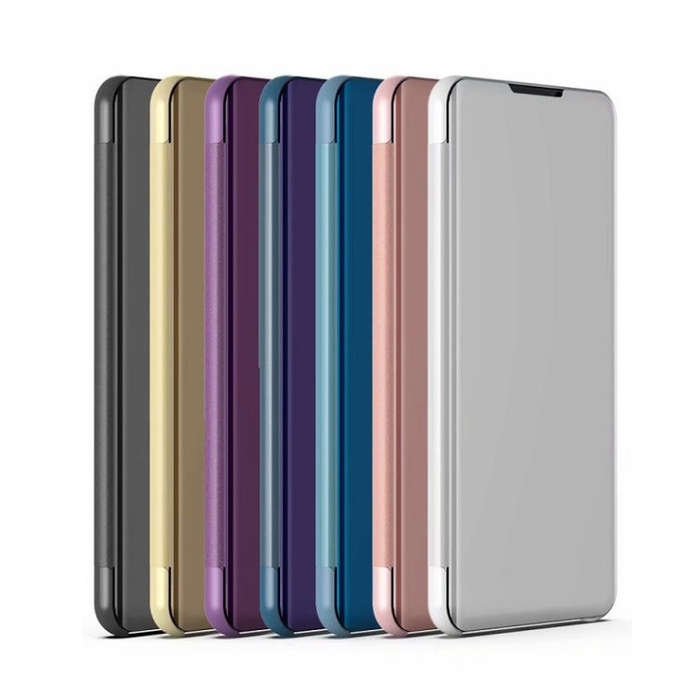 For Huawei Nova5i Pro / Mate 30 Lite Plating Mirror Left and Right Flip Cover with Bracket Holste...
