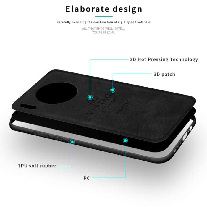 For Huawei Mate 30 PINWUYO Shockproof Waterproof Full Coverage PC + TPU + Skin Protective Case(Bl...