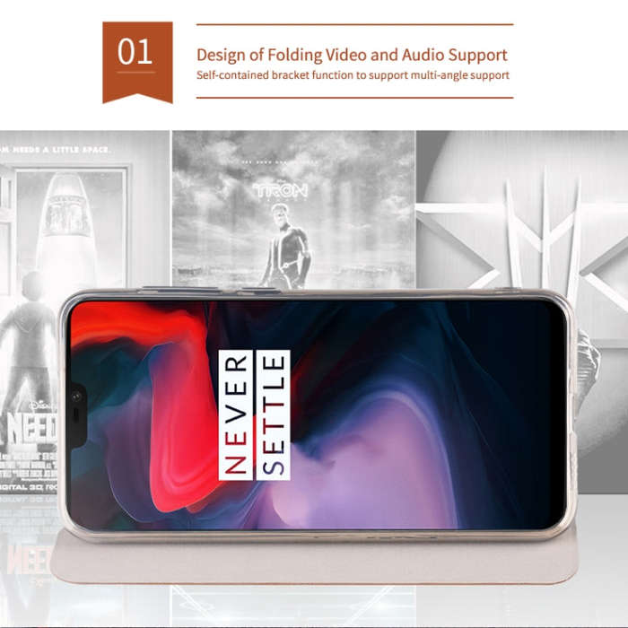 For Oneplus 6 MOFI Rui Series Classical Leather Flip Leather Case With Bracket Embedded Steel Pla...