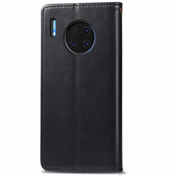 For Huawei Mate 30 Pro  Retro Solid Color Leather Buckle Phone Case with Lanyard & Photo Frame & ...