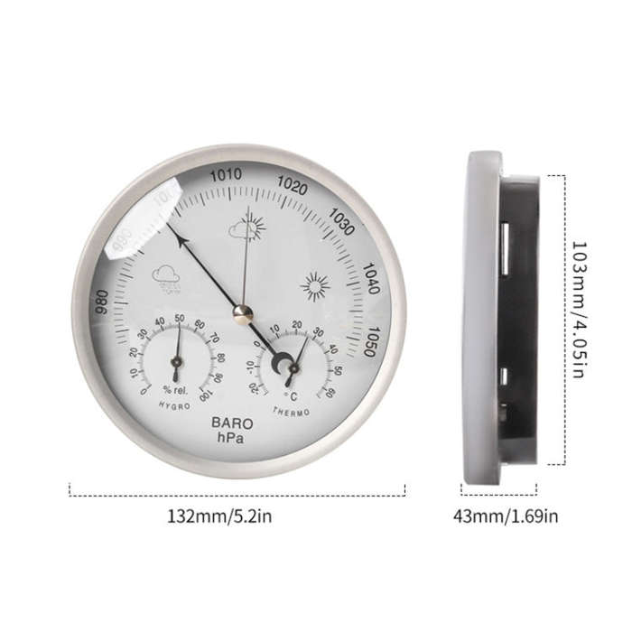 THB9392 132mm Wall Mounted Digital Thermometer Hygrometer Household High Accuracy Pressure Gauge ...