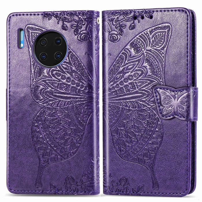For Huawei Mate 30 Pro Butterfly Love Flower Embossed Horizontal Flip Leather Case with Bracket /...