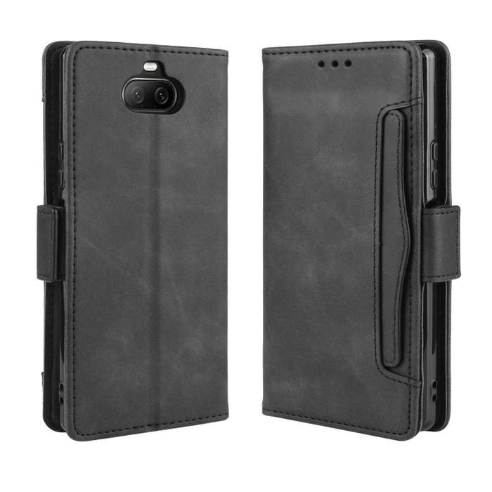 For Sony Xperia 8 Wallet Style Skin Feel Calf Pattern Leather Case with Separate Card Slot(Black)
