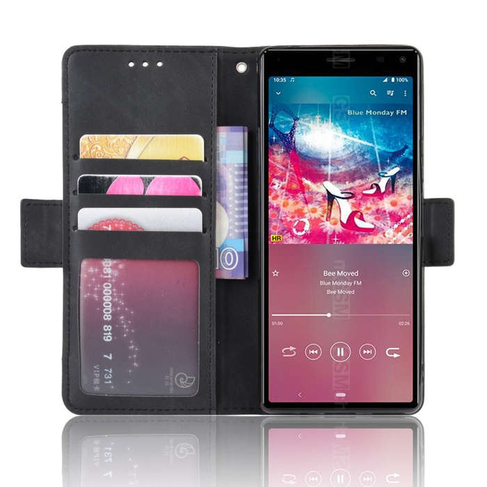 For Sony Xperia 8 Wallet Style Skin Feel Calf Pattern Leather Case with Separate Card Slot(Black)